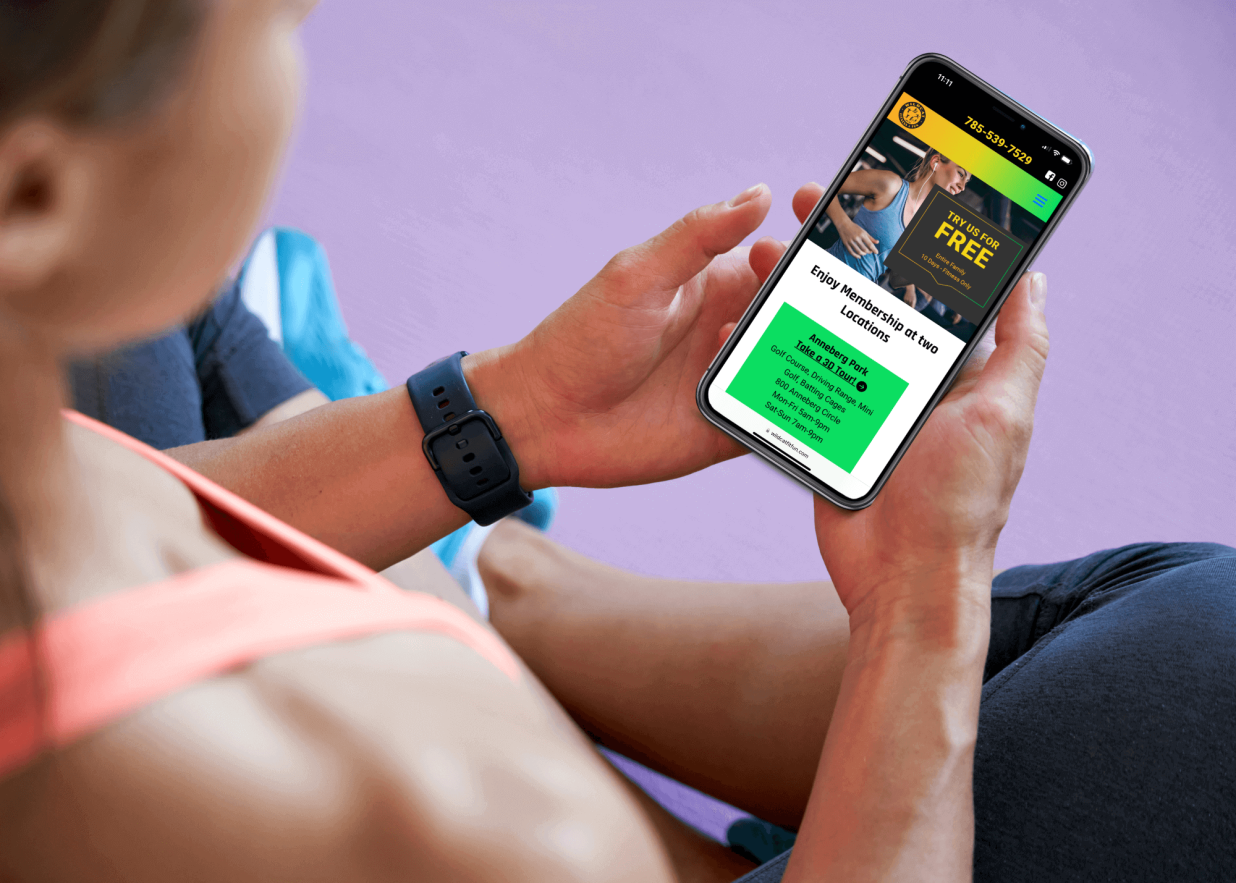 Wildcat Fitness & Fun's website on a mobile device