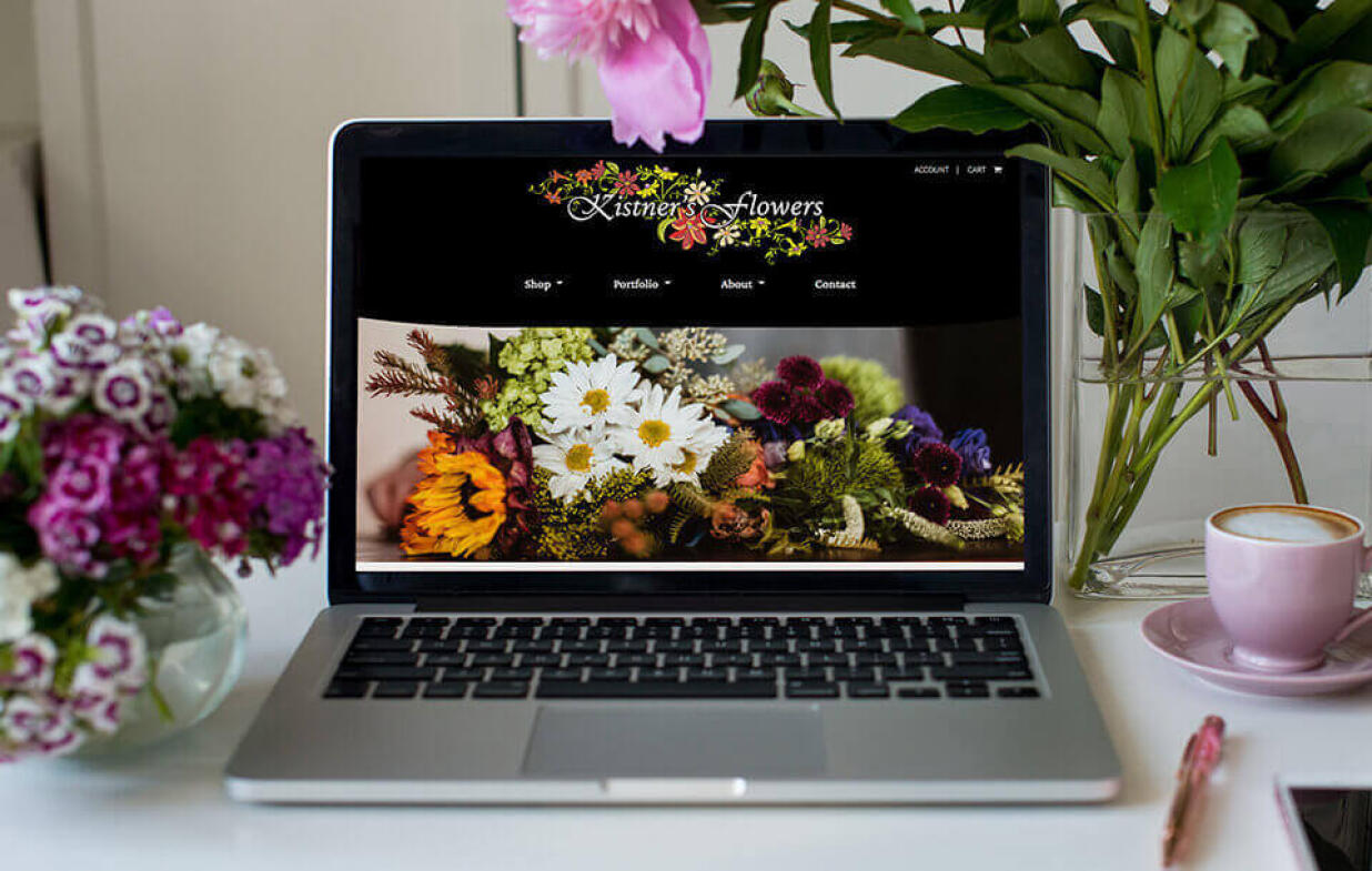 Kistner's Flowers website on computer screen